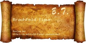 Brachfeld Timur névjegykártya